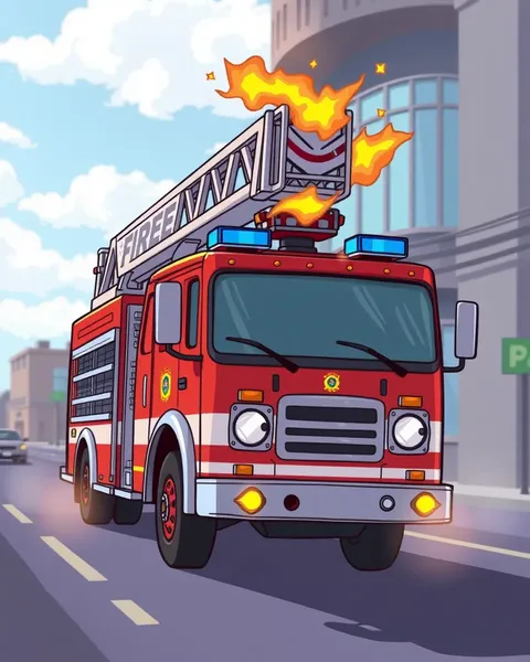 Colorful Cartoon Fire Engine Images