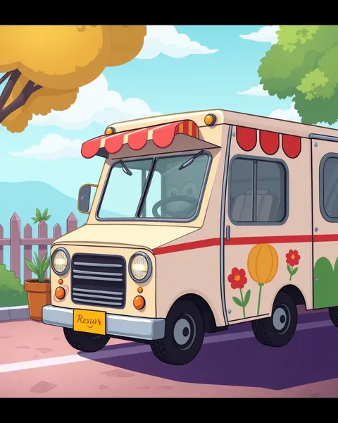 Colorful Cartoon Food Truck Pictures for Kids' Party