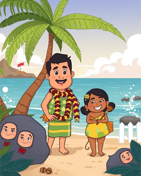 Colorful Cartoon Hawaiian Pictures Gallery