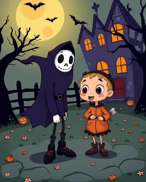 Colorful Cartoon Images of Halloween Scenes