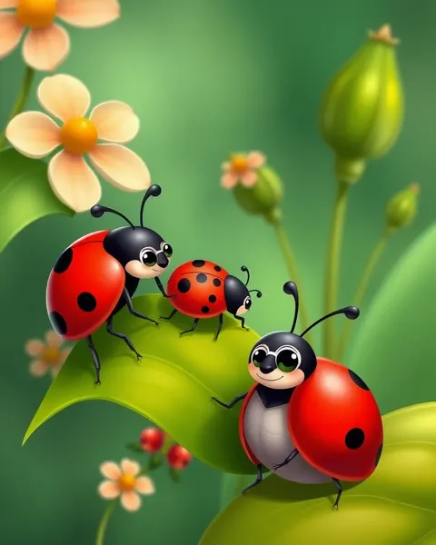 Colorful Cartoon Images of Lady Bugs