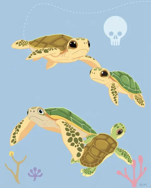 Colorful Cartoon Images of Sea Turtles