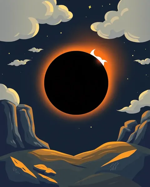 Colorful Cartoon Images of Solar Eclipse in Animation