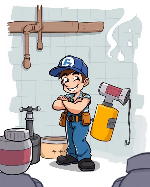 Colorful Cartoon Images of a Plumber at Work