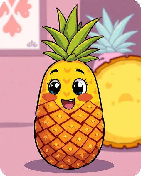 Colorful Cartoon Picture of Pineapple