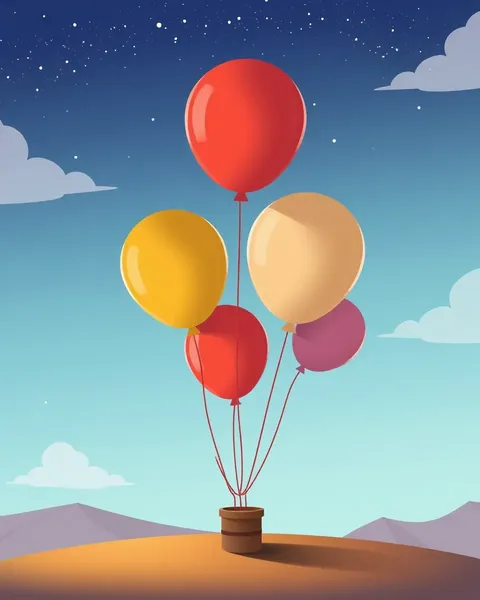 Colorful Cartoon Pictures of Balloons in Air