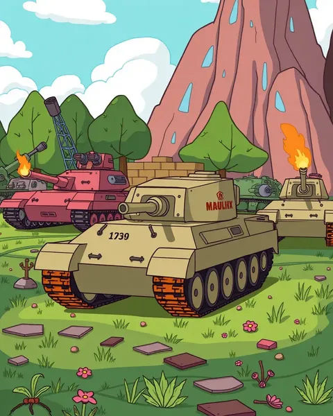 Colorful Cartoon Pictures of Tanks on Display