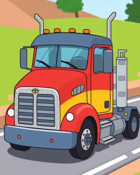 Colorful Cartoon Semi Truck Images for Kids' Delight