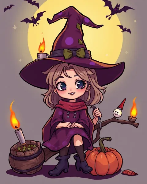 Colorful Cartoon Witch Pictures for Kids' Fun