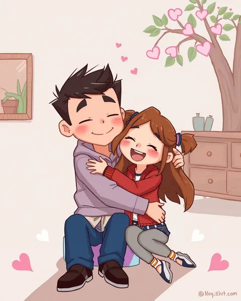 Colorful Cuddling Pictures in Cartoon Format