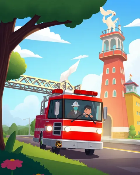 Colorful Fire Engine Cartoon Pictures for Kids to Enjoy