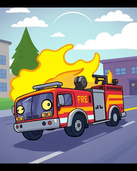 Colorful Fire Engine Cartoon Pictures