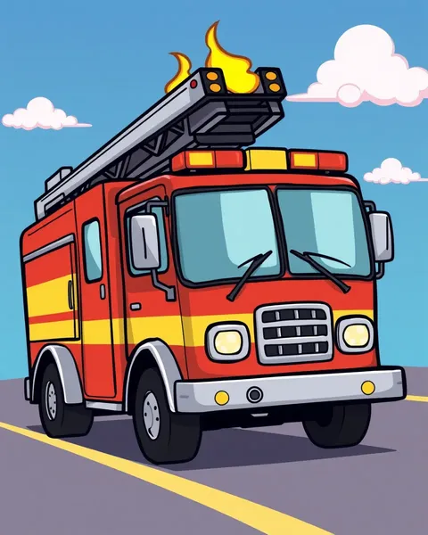 Colorful Fire Truck Cartoon Images for Kids' Delight