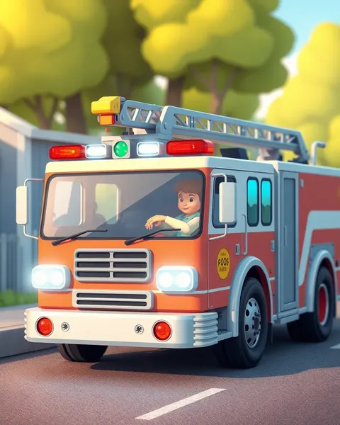 Colorful Fire Truck Cartoon Pictures for Joy