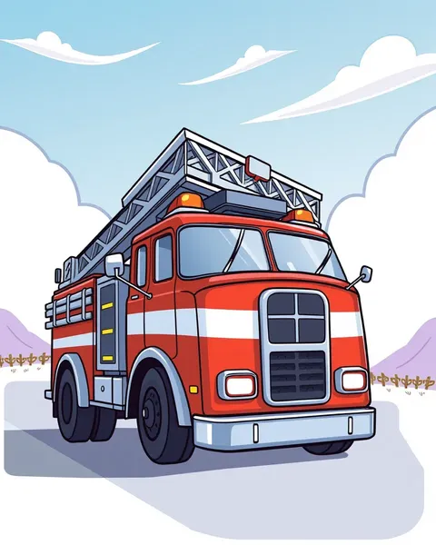 Colorful Fire Truck Cartoon Pictures for Kids