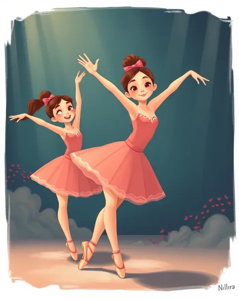 Colorful Images of Cartoon Ballerinas in Action