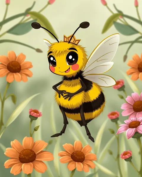 Colorful Queen Bee Cartoon Images for Kids