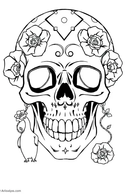 Colorful Skull Coloring Pages for Girls Fun