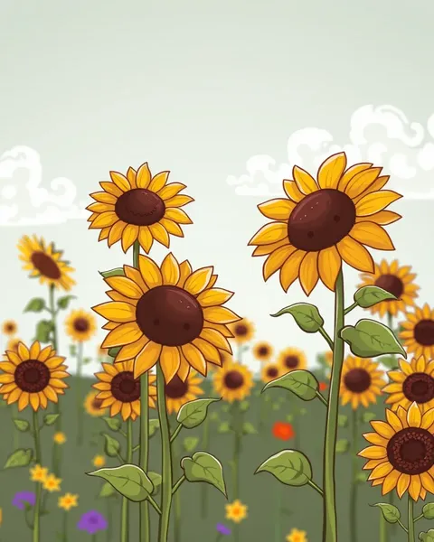 Colorful Sunflower Cartoon Picture for Your Pleasure