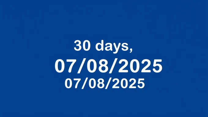 Counting Down Thirty Days to 07/08/2025