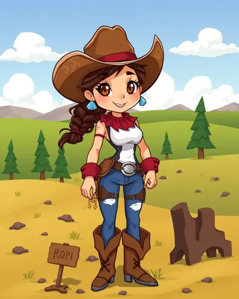 Cowgirl Cartoon Pictures Displayed on Screen