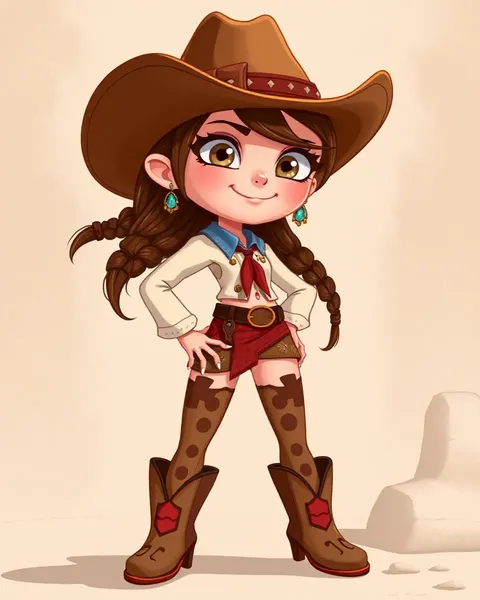 Cowgirl Cartoon Pictures in Colorful Style