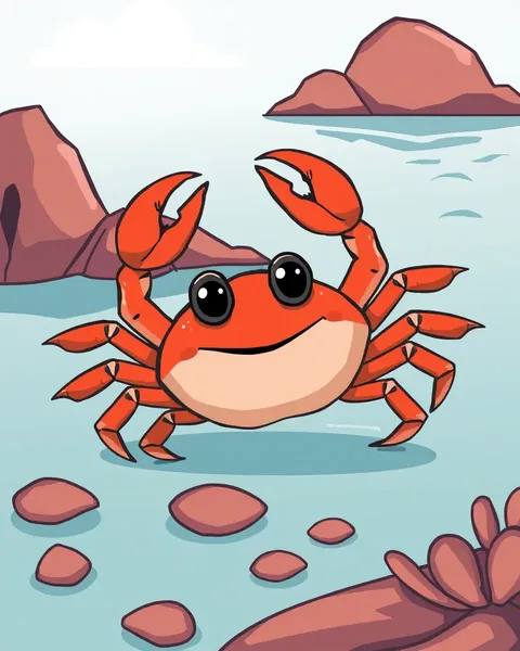 Crab Cartoon Image with Cartoonish Features