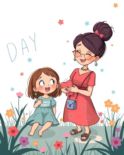 Creative Cartoon Mothers Day Pictures for Art