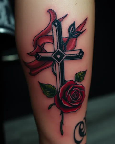 Cross and Rose Tattoo Artwork Examples