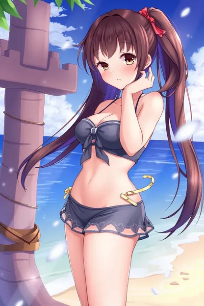 Cute Anime Girl AI Poses in Bikini