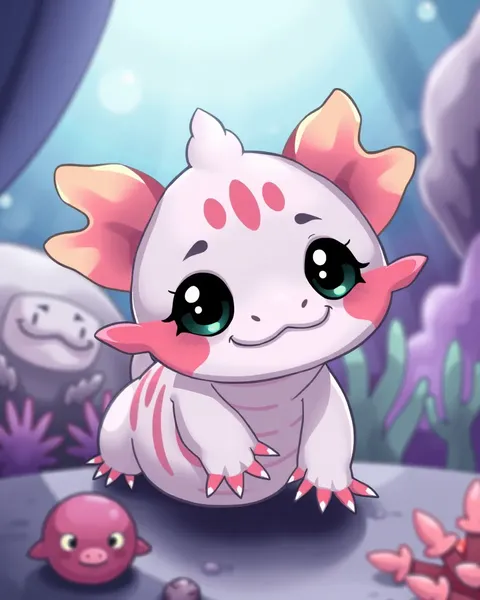 Cute Axolotl Cartoon Pictures for Kids