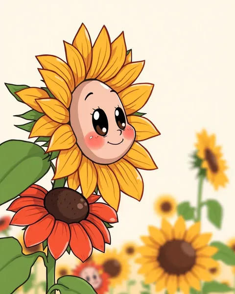 Cute Cartoon Sunflower Images for Desktop