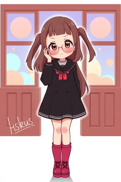 Cute Shy Cartoon Girl's Pose