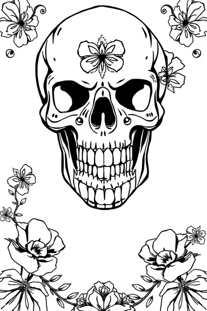 Cute Skull Coloring Pages for Girls Only