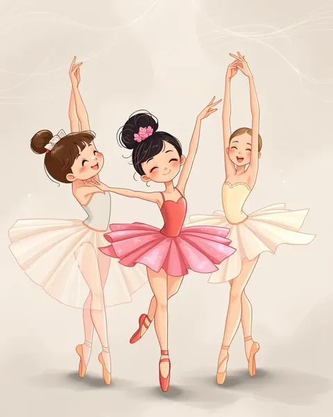 Dainty Images of Cartoon Ballerinas in Ballet