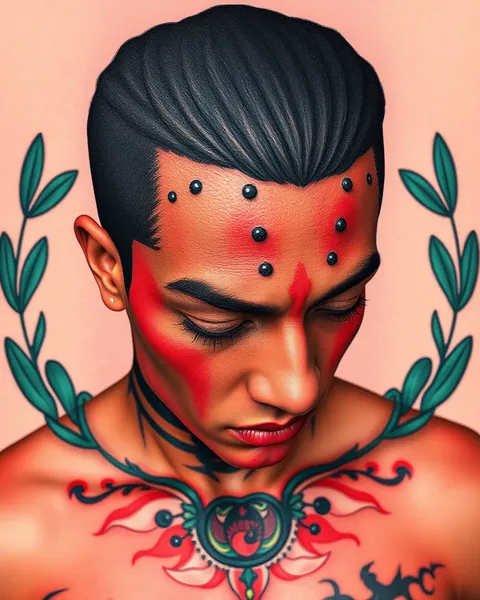 Dark Skin Tattoo with Colorful Artistic Designs