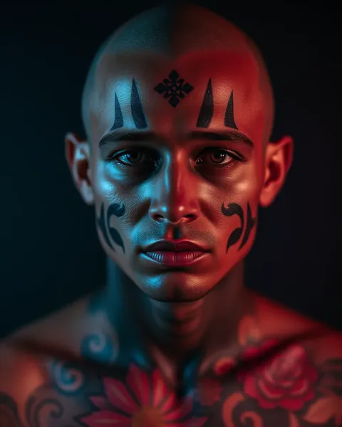 Dark Skin Tattoo with Colorful Designs