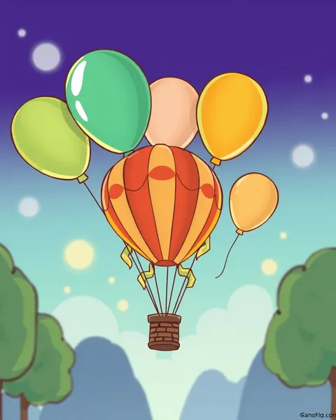 Delightful Cartoon Pictures of Balloons in Bunch