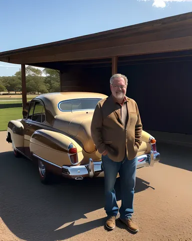 Derek Lane Admires Vintage Car's Sleek Design