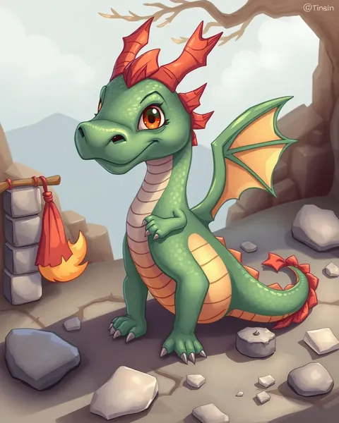 Dragon Cartoon Image Illustrates a Fanciful Fantasy Figure