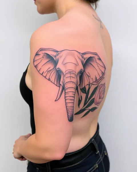 Elephant Flower Tattoo Design Inspiration for Body Art