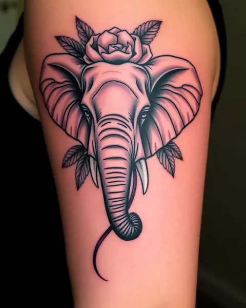 Elephant Flower Tattoo Design for Upper Arm