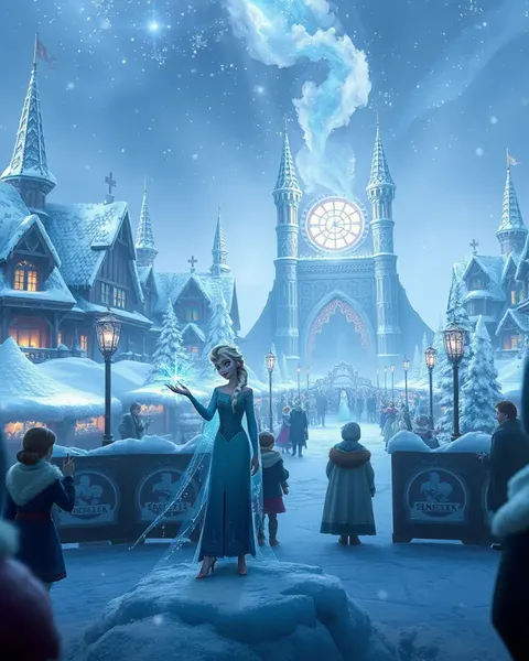 Elsa's icy powers freeze Arendelle in a frost.