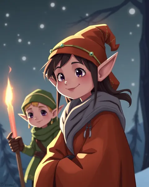 Elves in Cartoon Form Depicted with Whimsical Expressions