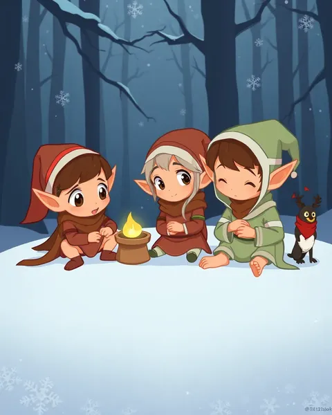 Elves in Cartoon Images Displayed with Whimsical Details