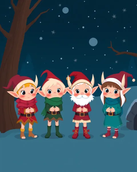 Elves in Cartoon Images Displayed