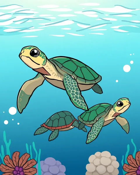 Endearing Cartoon Images of Sea Turtles