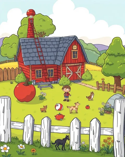 Farmhouse Cartoon Picture: A Colorful Scene