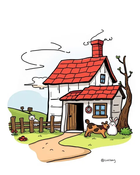 Farmhouse Cartoon Picture: Whimsical Farm Animals