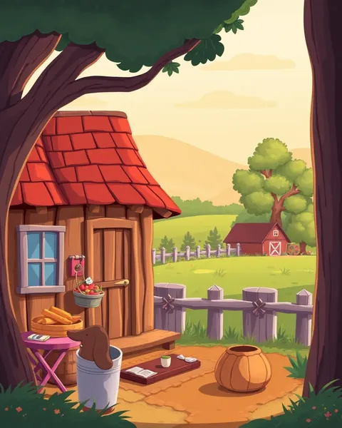 Farmhouse Cartoon Picture: Whimsical Farmhouse Details